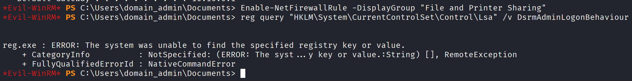 Registry key missing